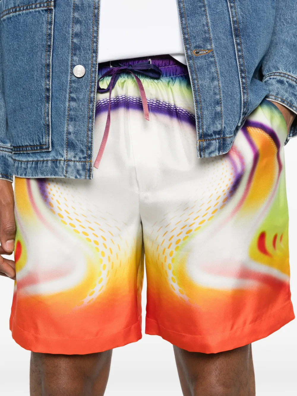 Casablanca Shorts met trekkoord en geverfd effect Oranje