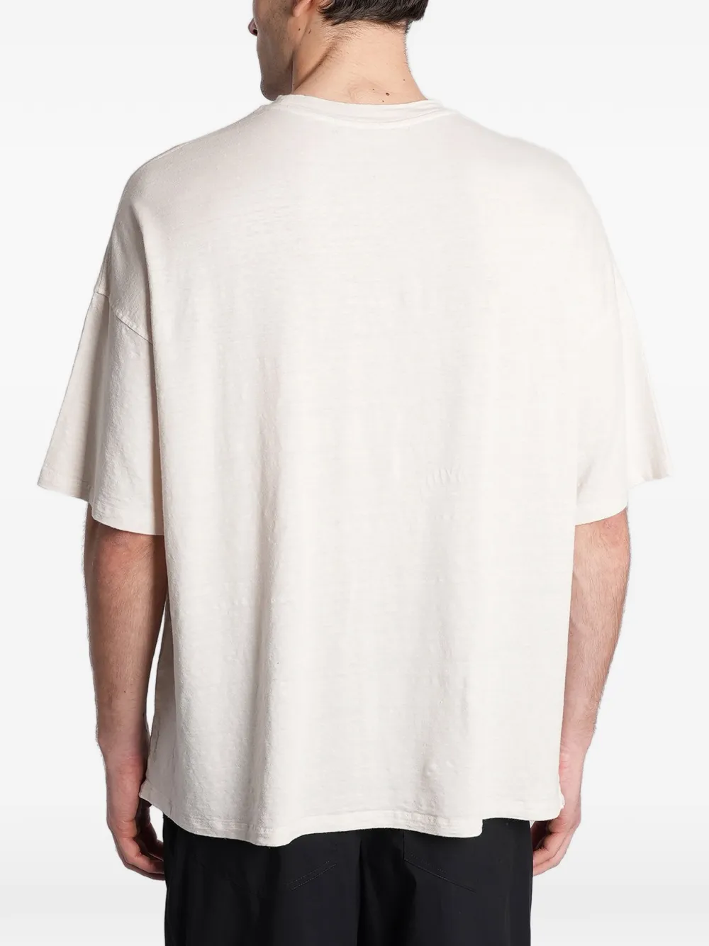 Roberto Collina Linnen T-shirt met ronde hals en korte mouwen Beige