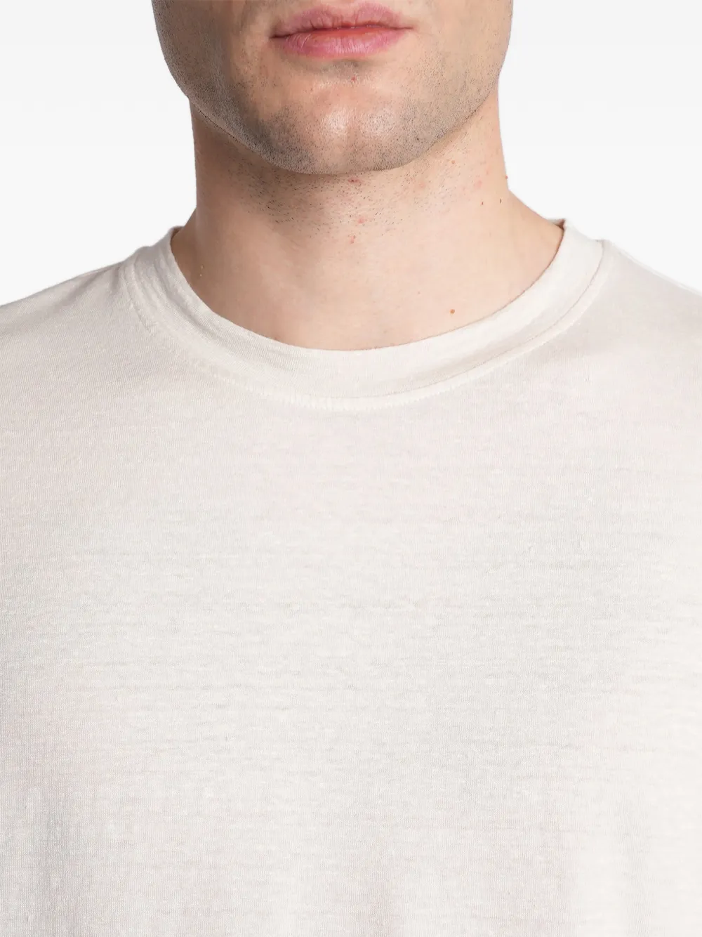 Roberto Collina Linnen T-shirt met ronde hals en korte mouwen Beige