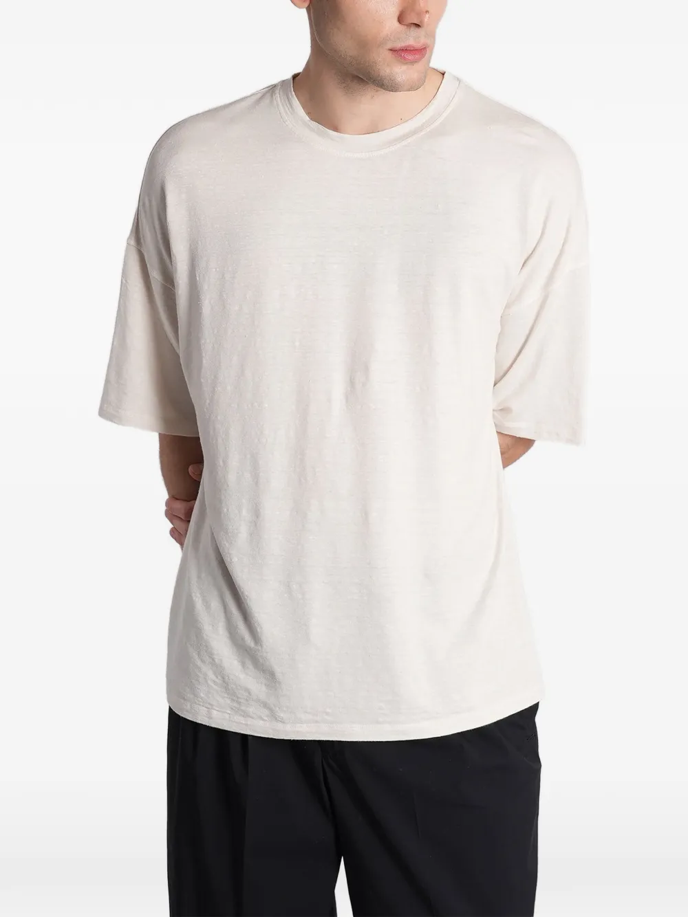 Roberto Collina short-sleeve crewneck linen T-shirt - Toni neutri