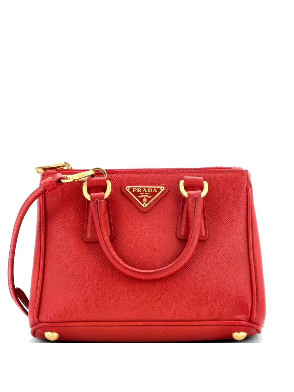 Prada Pre-Owned Galleria Double Zip Tote Saffiano Leather Mini crossbody bag - Rosso