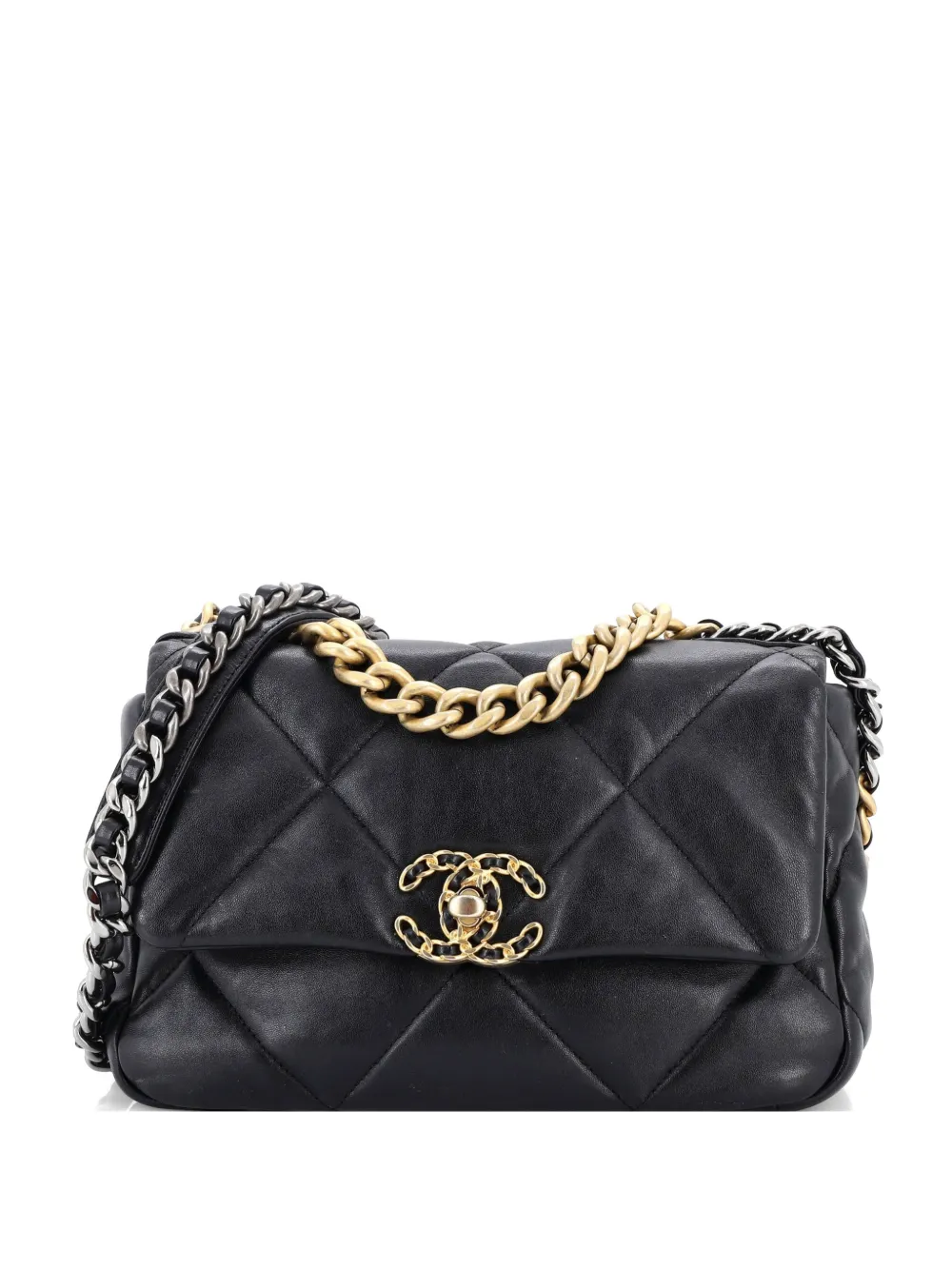CHANEL Pre-Owned Borsa a tracolla 19 media in pelle trapuntata con battente - Nero