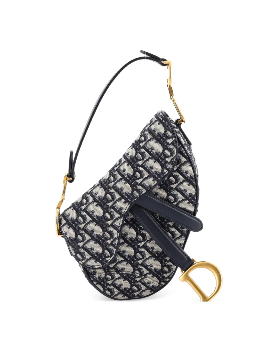 Christian Dior Pre-Owned Borsa a spalla Saddle mini in tela con motivo Oblique - Blu