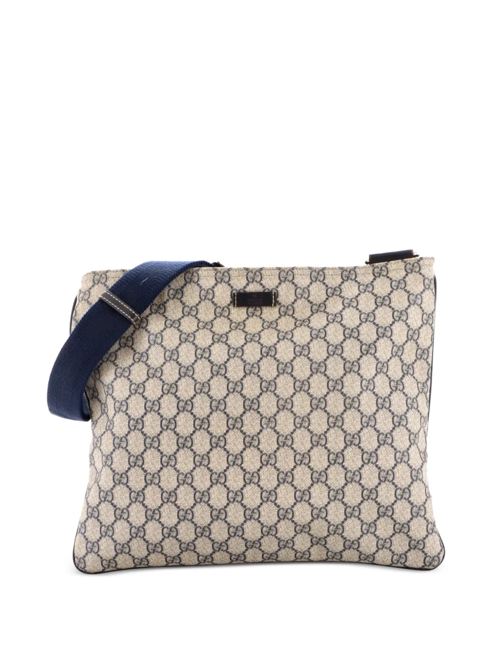 Gucci Pre-Owned Borsa a tracolla grande in tela cerata GG con zip - Blu