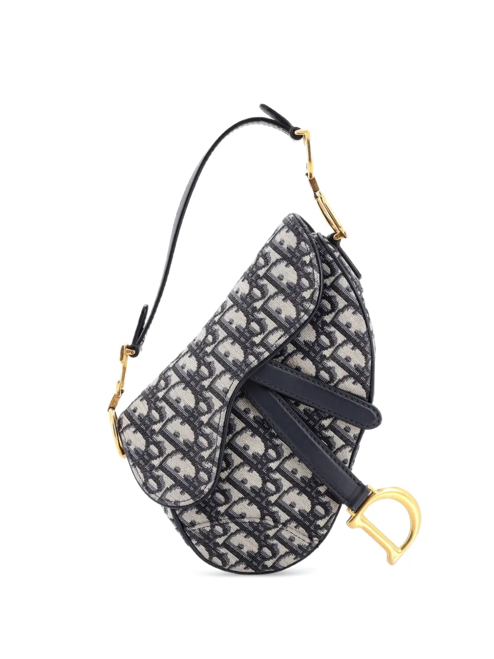 Christian Dior Pre-Owned Borsa a spalla Saddle mini in tela con motivo Oblique - Blu