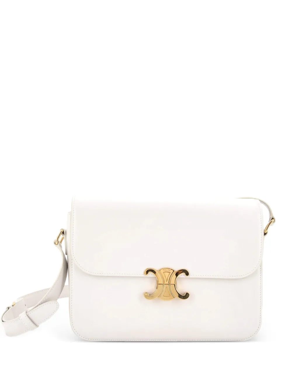 Celine Pre-Owned Borsa a tracolla Triomphe grande in pelle di vitello liscia - Bianco