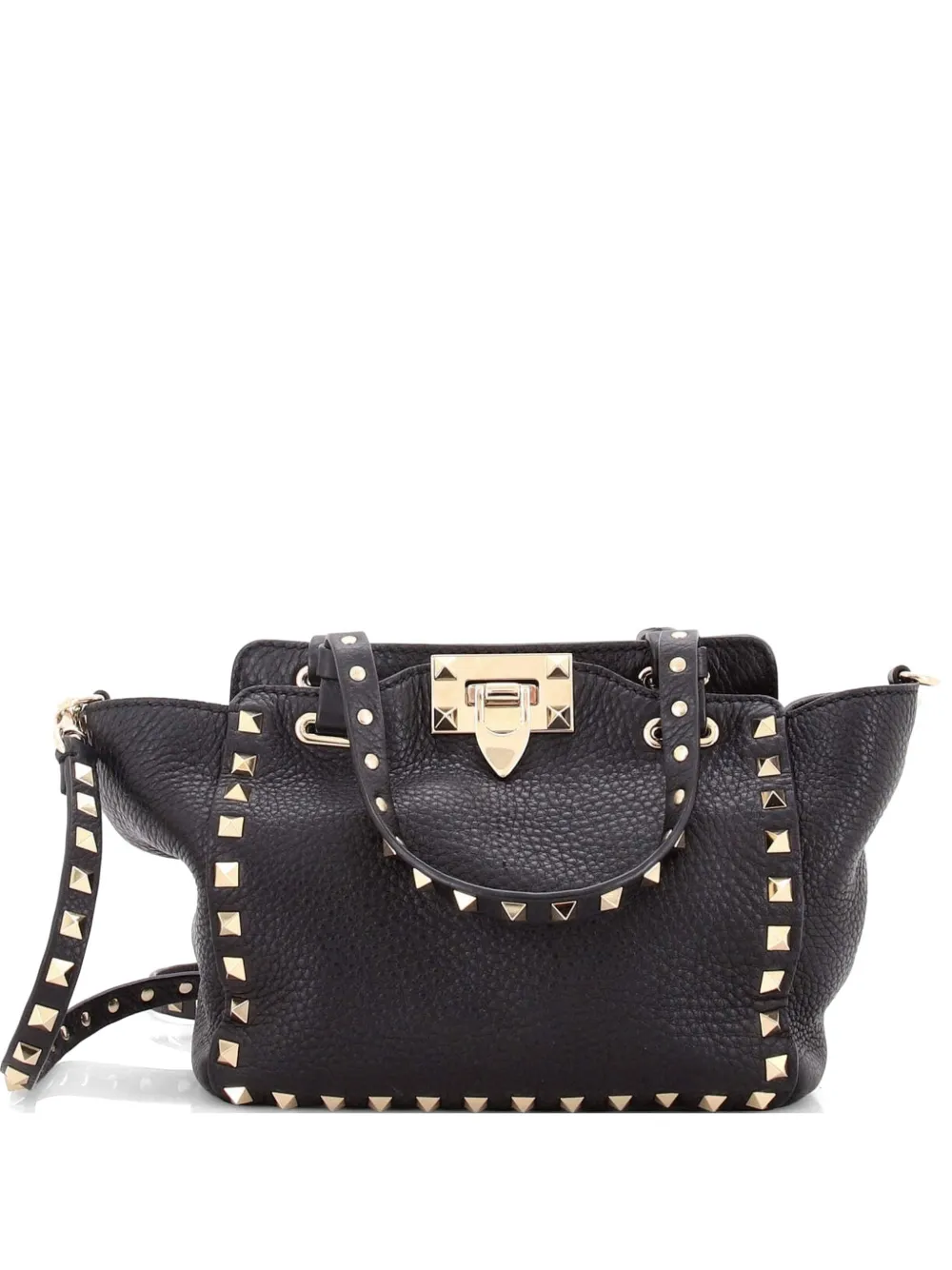 Valentino Garavani Pre-Owned Rockstud Pebbled Leather Mini tote bag - Nero