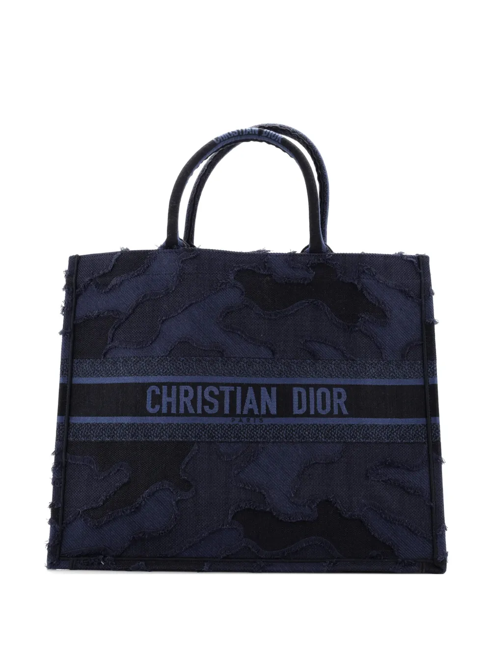 Christian Dior Pre-Owned Borsa tote Book grande in tela camouflage con ricamo - Blu