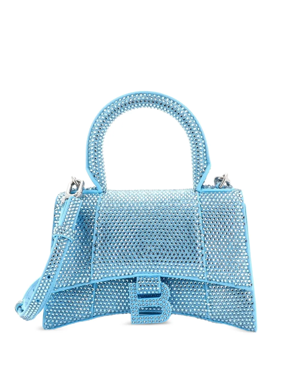 Balenciaga Pre-Owned Borsa a tracolla Hourglass XS in pelle scamosciata con cristalli - Blu