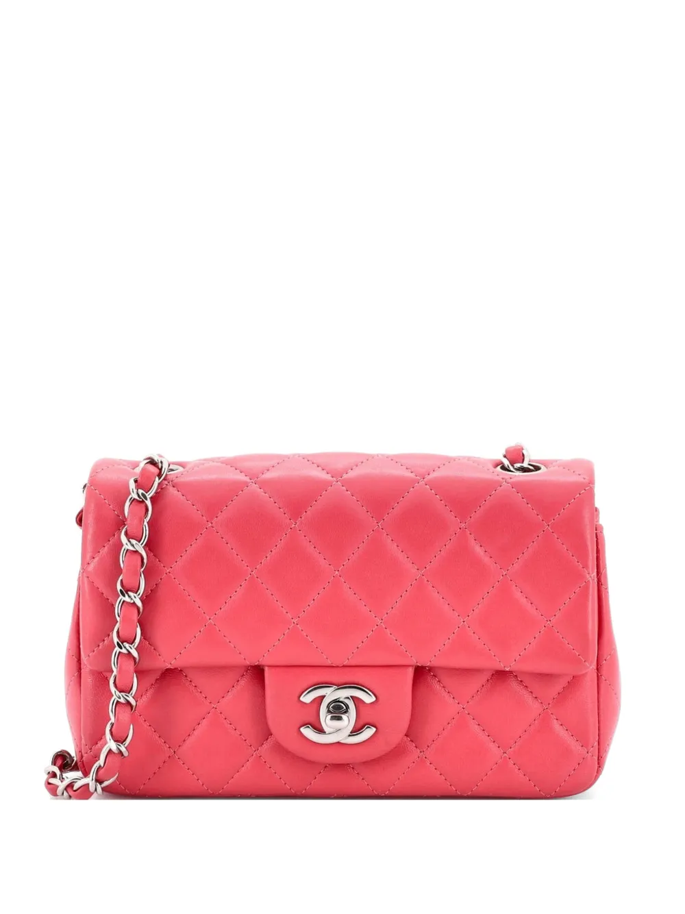 CHANEL Pre-Owned Borsa a tracolla Classic Flap mini in pelle di agnello trapuntata metallizzata - Rosa