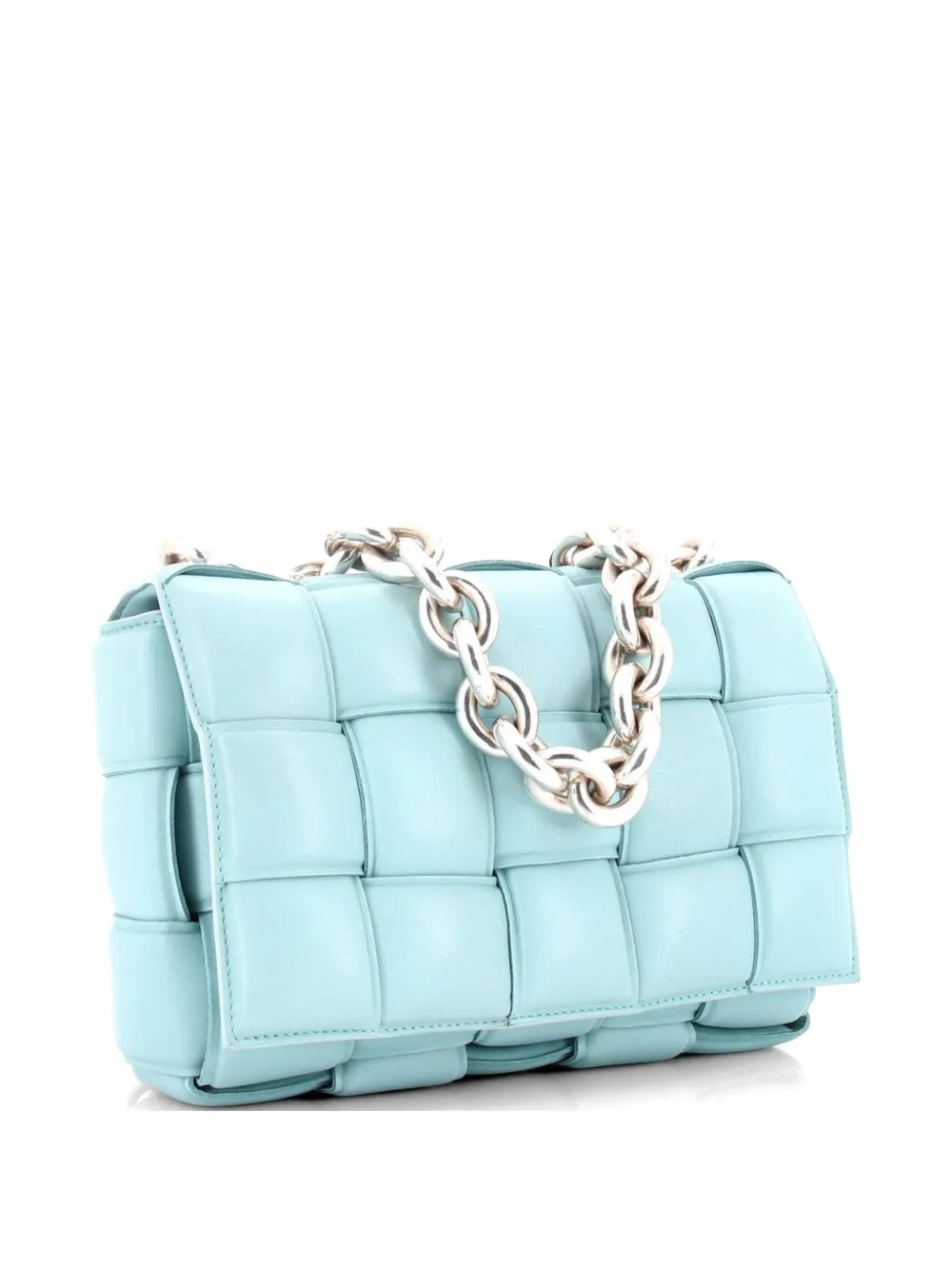 Bottega Veneta Pre-Owned Borsa a tracolla Cassette imbottita in pelle con motivo Maxi Intrecciato e catena - Blu