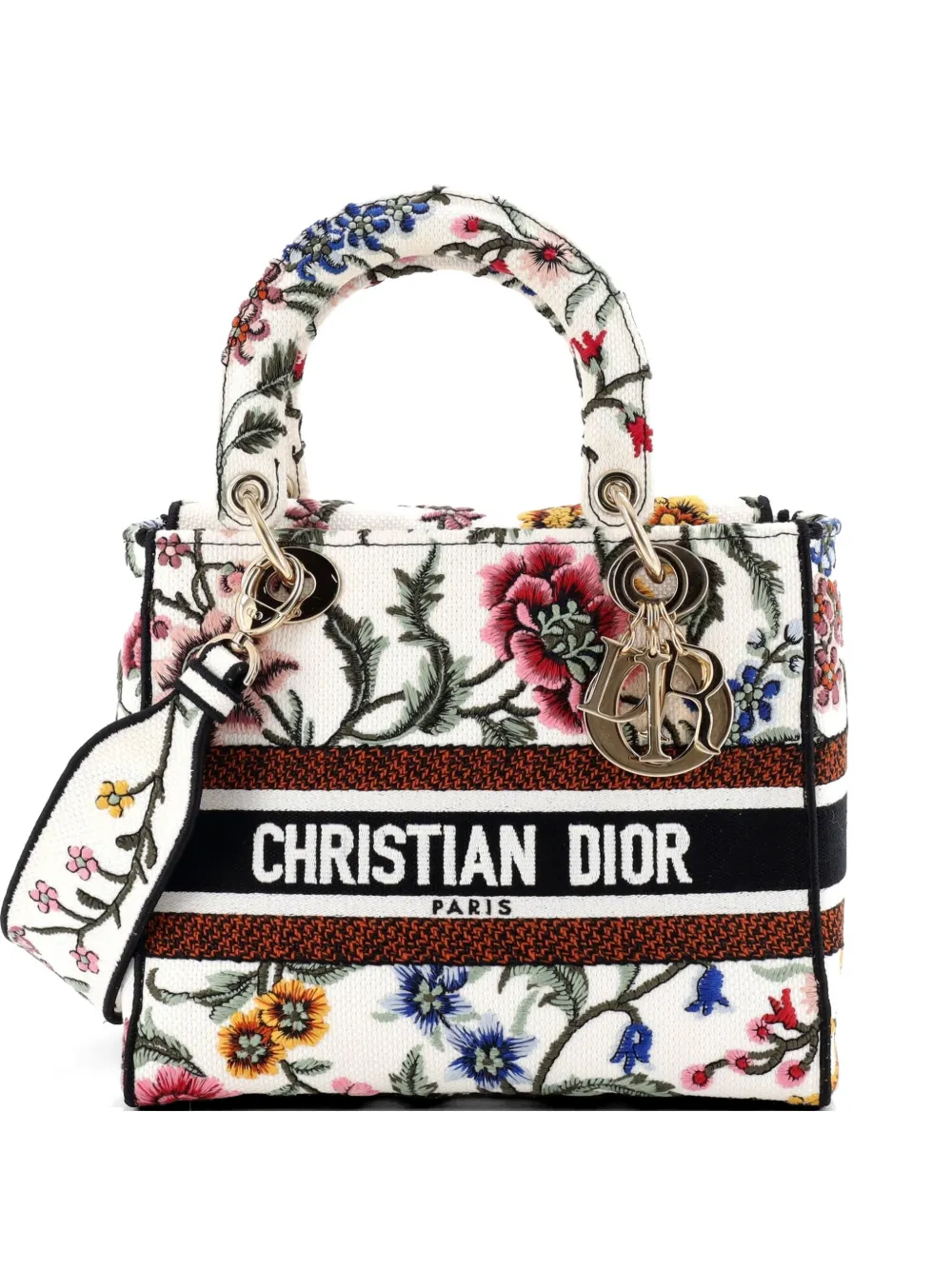 Christian Dior Pre-Owned Borsa a tracolla Lady D-Lite media in tela con ricamo - Multicolore