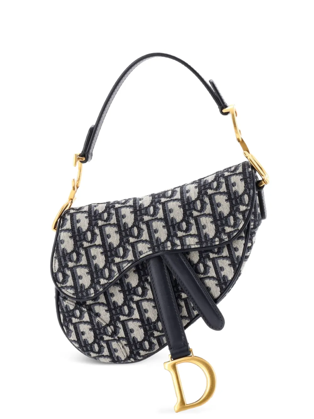 Christian Dior Pre-Owned Borsa a spalla Saddle mini in tela con motivo Oblique - Blu