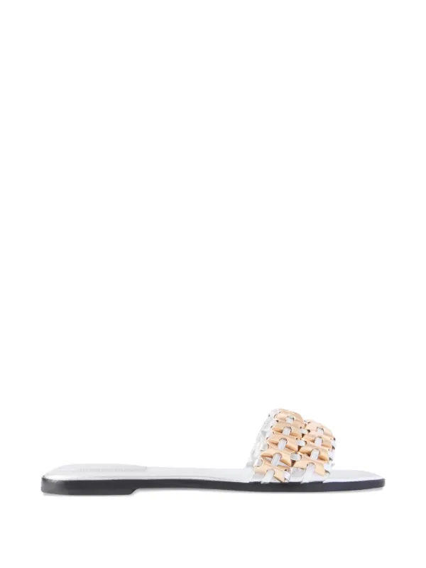 Simkhai Faye Metallic Leather Sandals in Silver