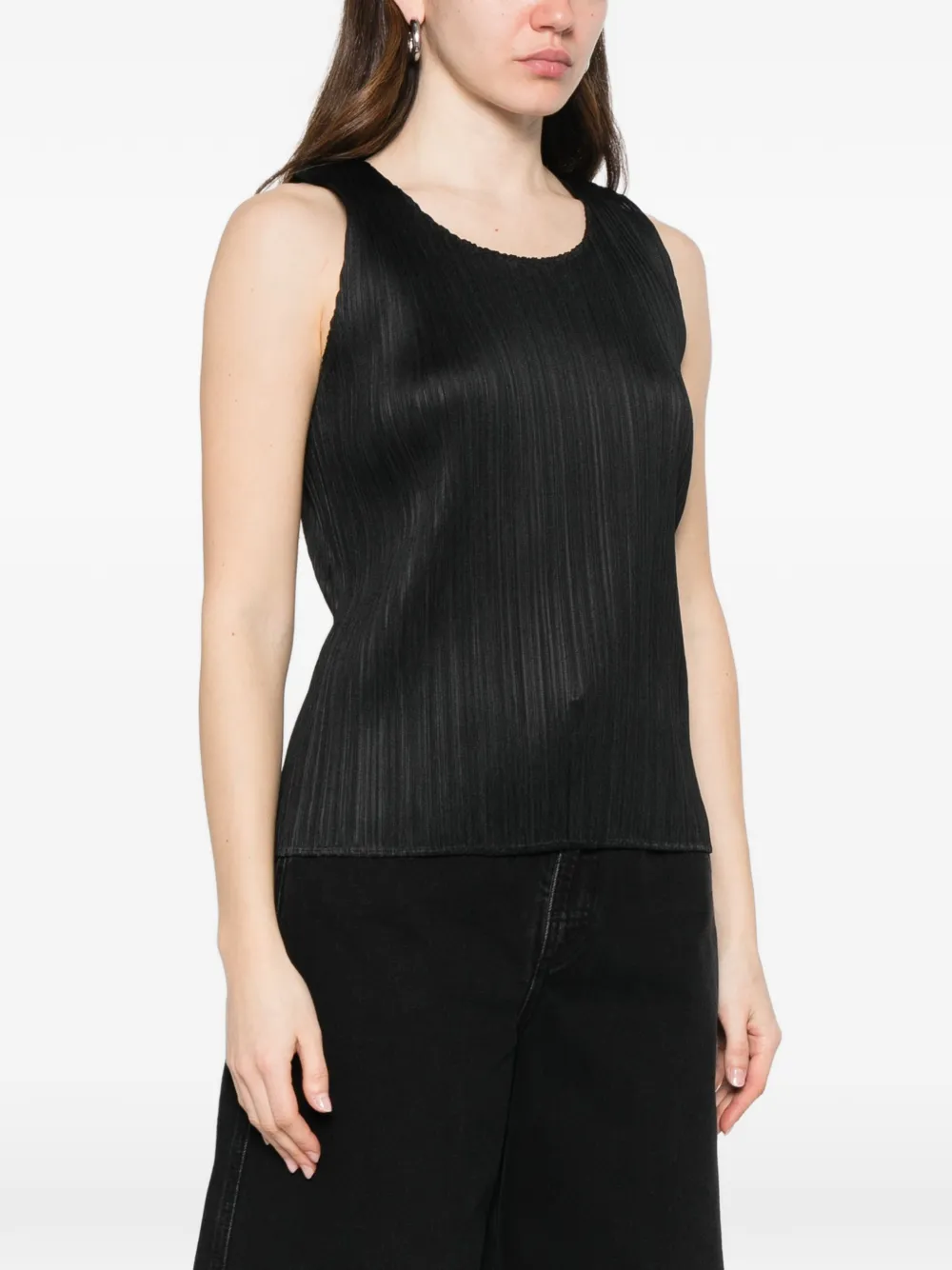 Pleats Please Issey Miyake Geplooide top Zwart