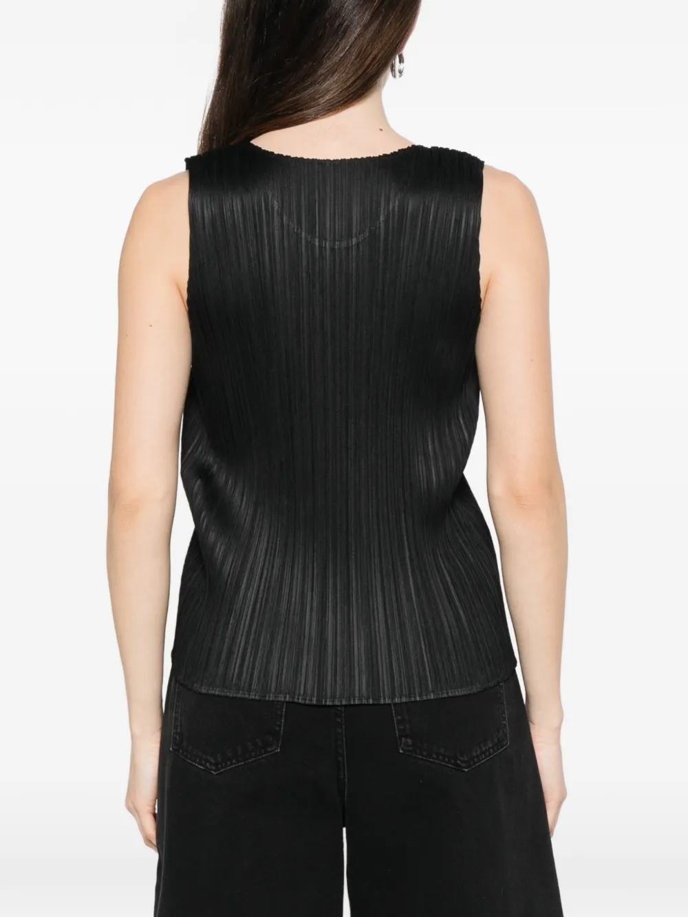 Pleats Please Issey Miyake Geplooide top Zwart