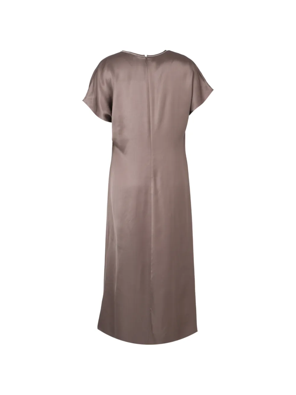 Peserico Midi-jurk met satijnen afwerking en ketting Bruin