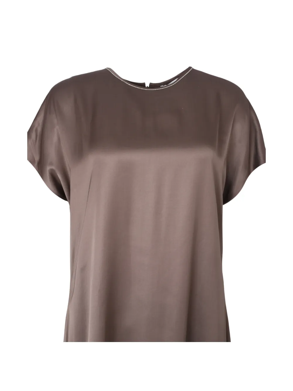 Peserico Midi-jurk met satijnen afwerking en ketting Bruin