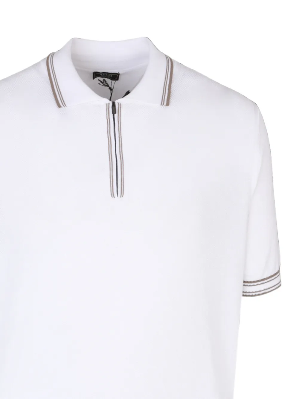 Peserico Poloshirt met ritssluiting en gestreepte afwerking Wit