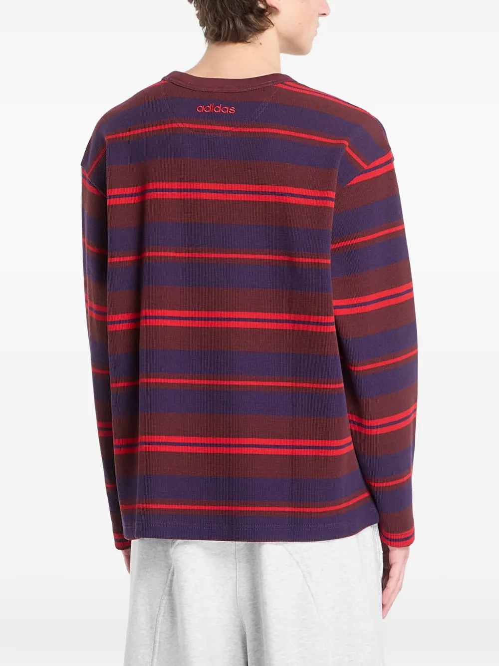 adidas Gestreepte sweater met wafel-patroon en lange mouwen Rood