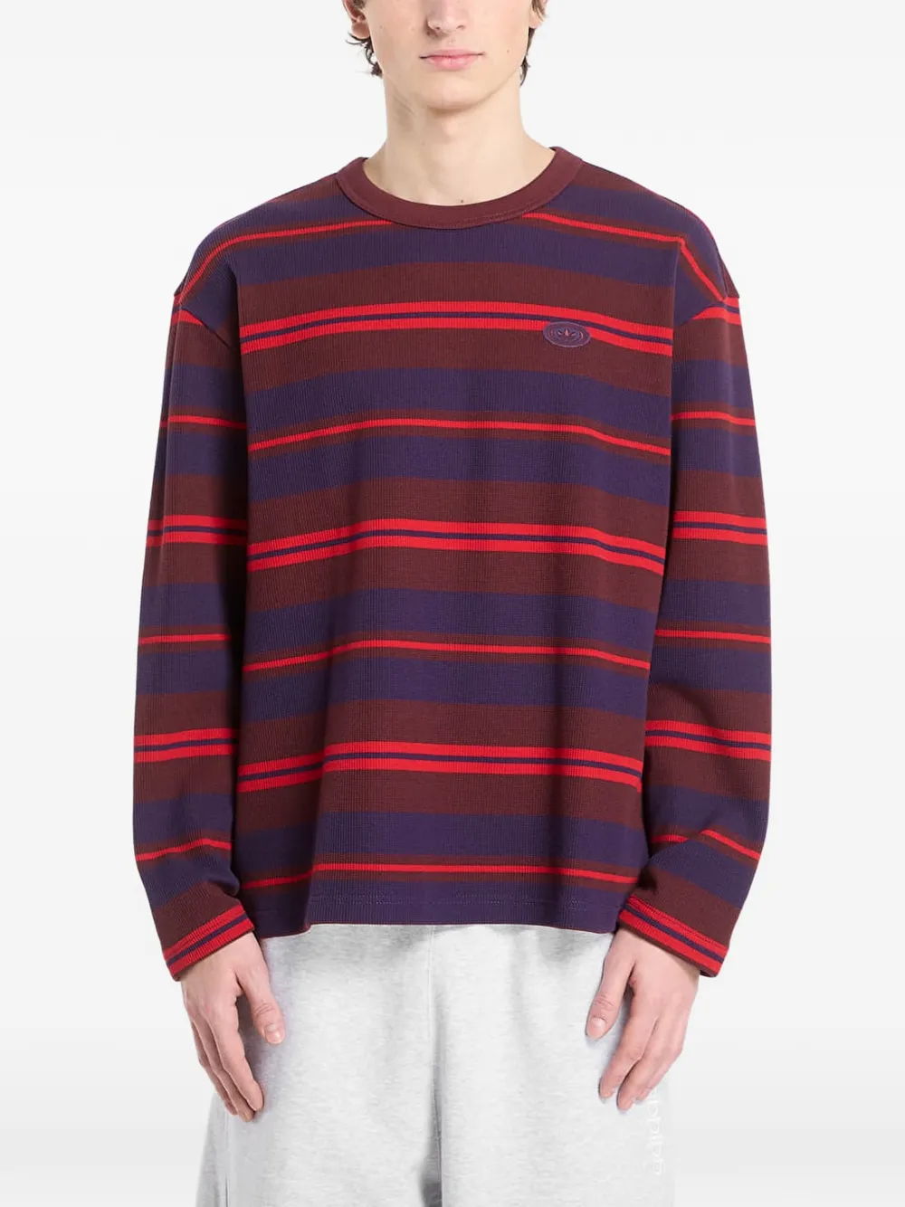  Adidas Felpa A Righe - Rosso 