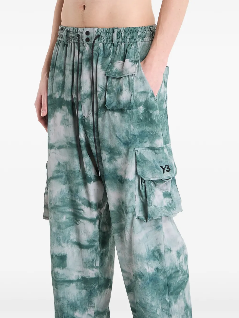 Y-3 UT AOP straight cargo broek Groen