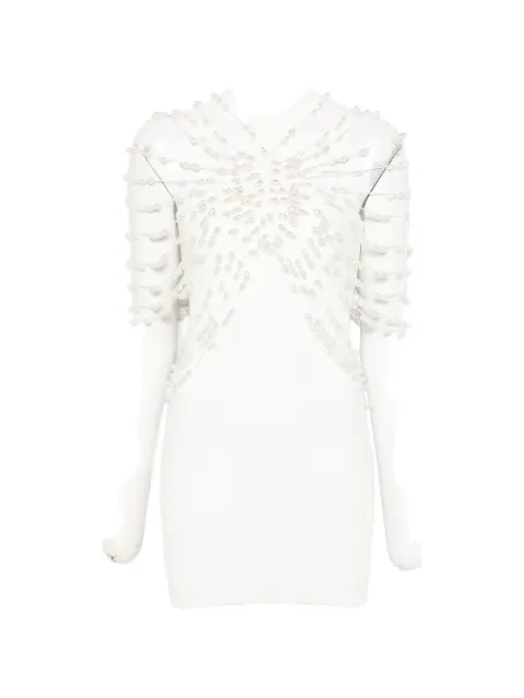 Cult Gaia Oliviana beaded ribbed mini dress