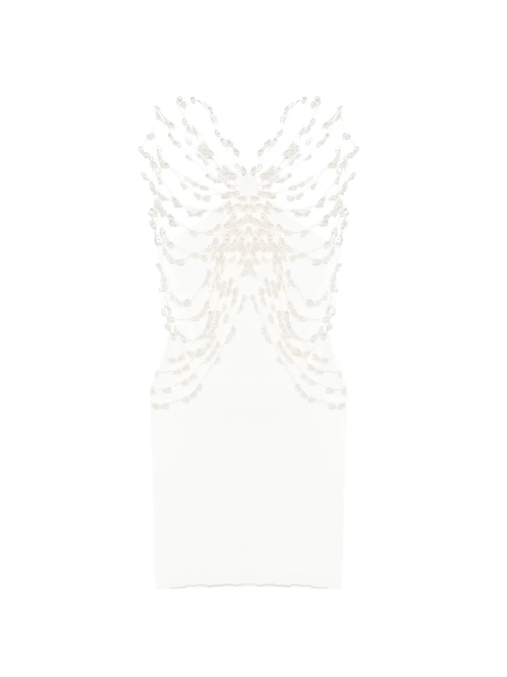 Cult Gaia Oliviana beaded ribbed mini dress - Bianco