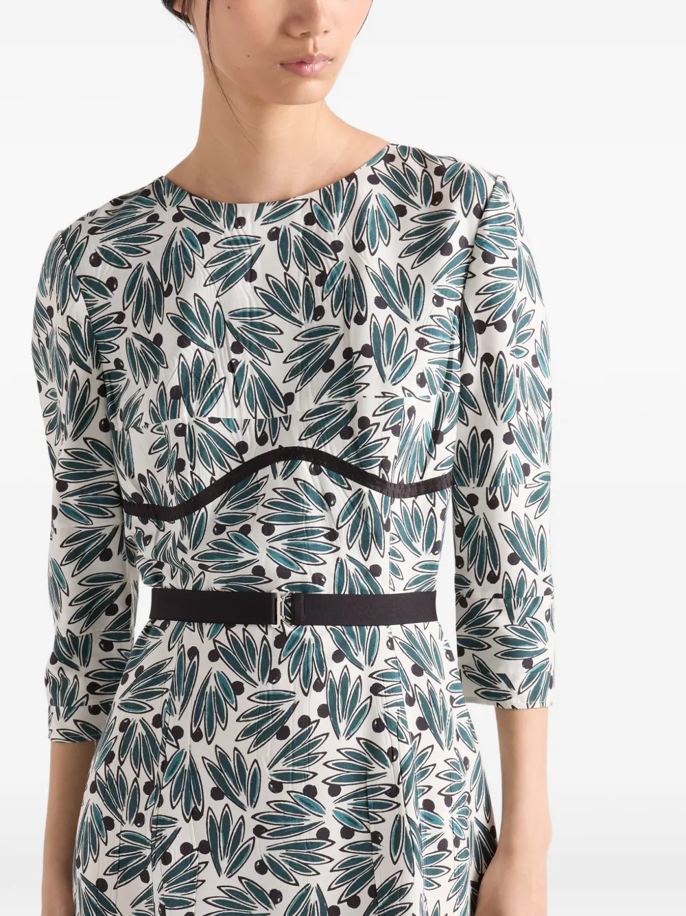 Prada Pongé jurk met print Beige
