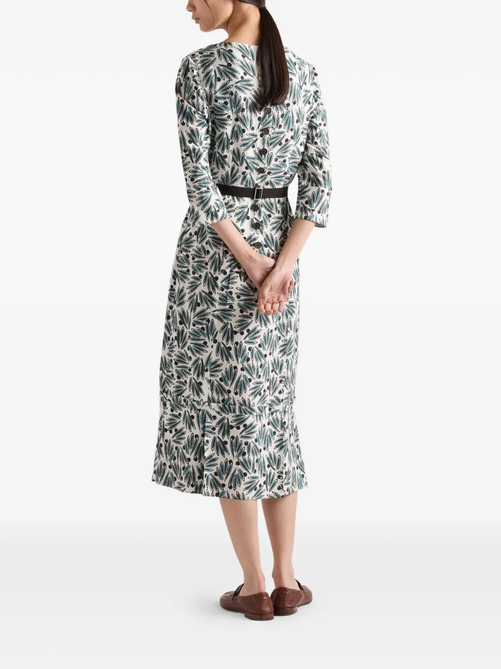 Prada Pongé jurk met print Beige