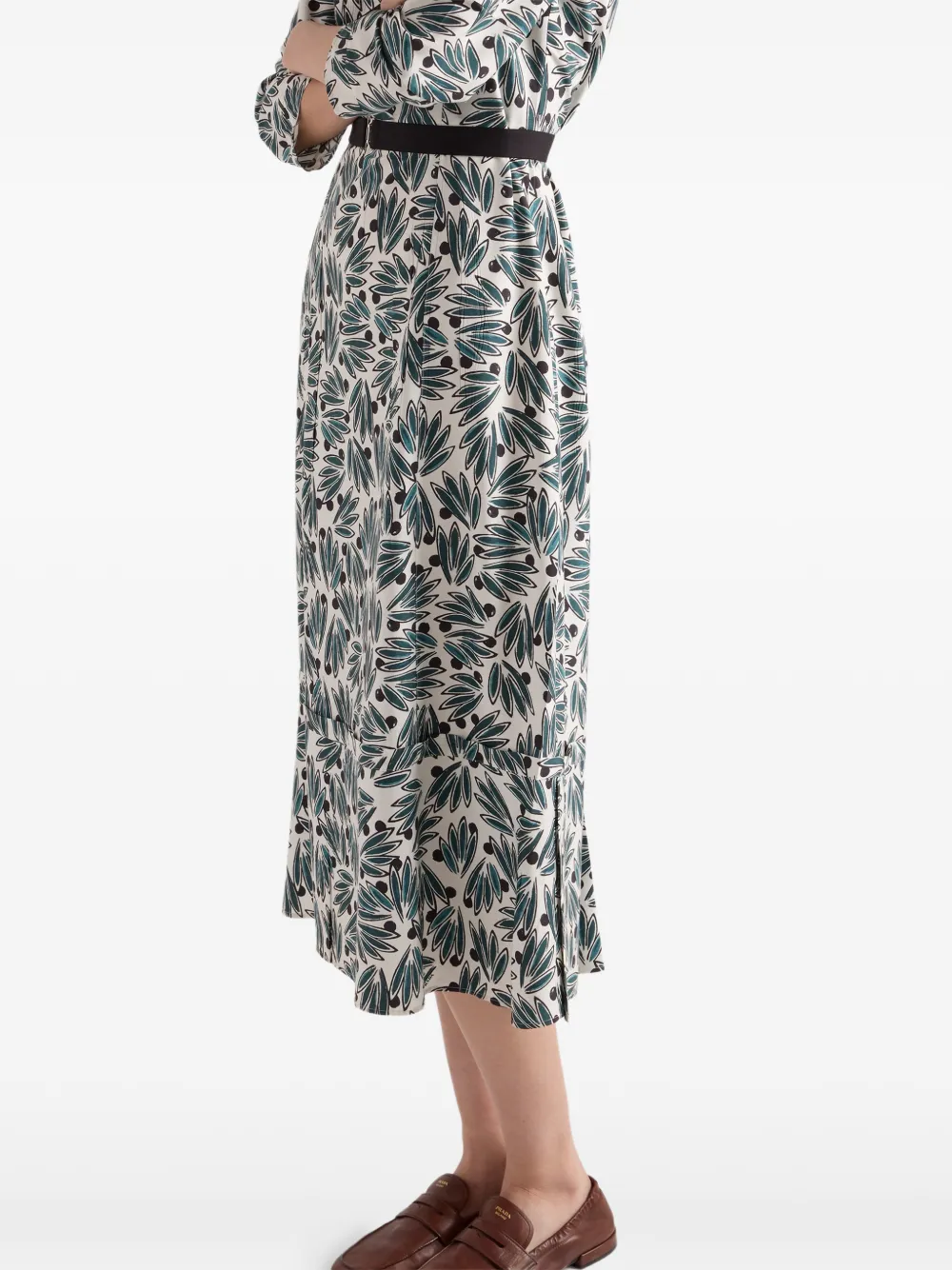 Prada Pongé jurk met print Beige
