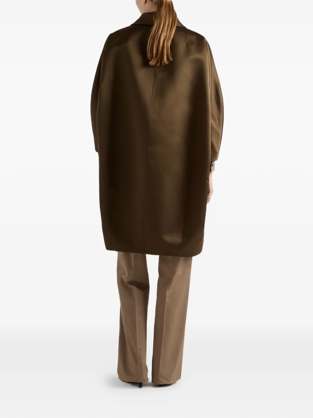  Prada Single-breasted Double Satin Coat - Brown 