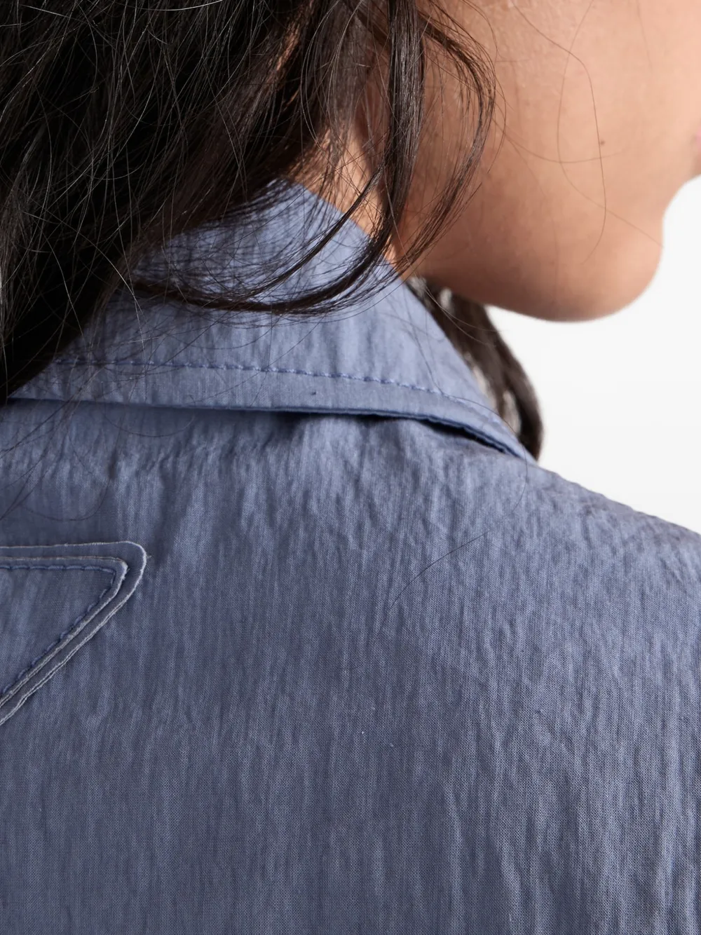 Prada Technische pongé jurk met korte mouwen Blauw