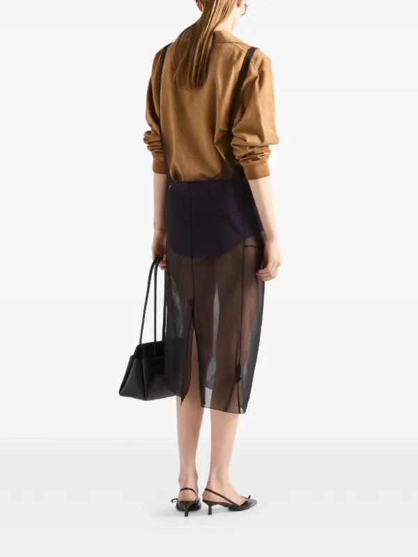 Prada サスペンダーストラップ シガリンミディスカート | ブラック
