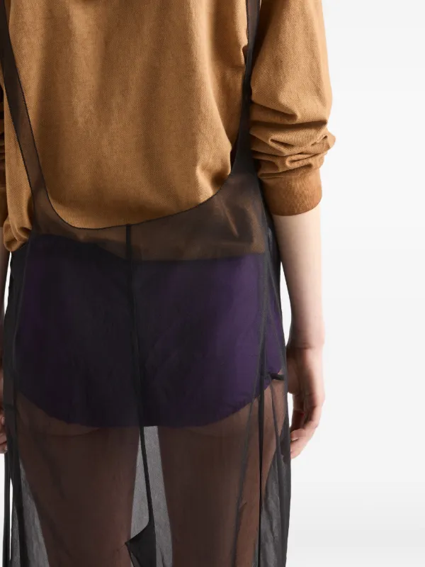 Prada サスペンダーストラップ シガリンミディスカート | ブラック
