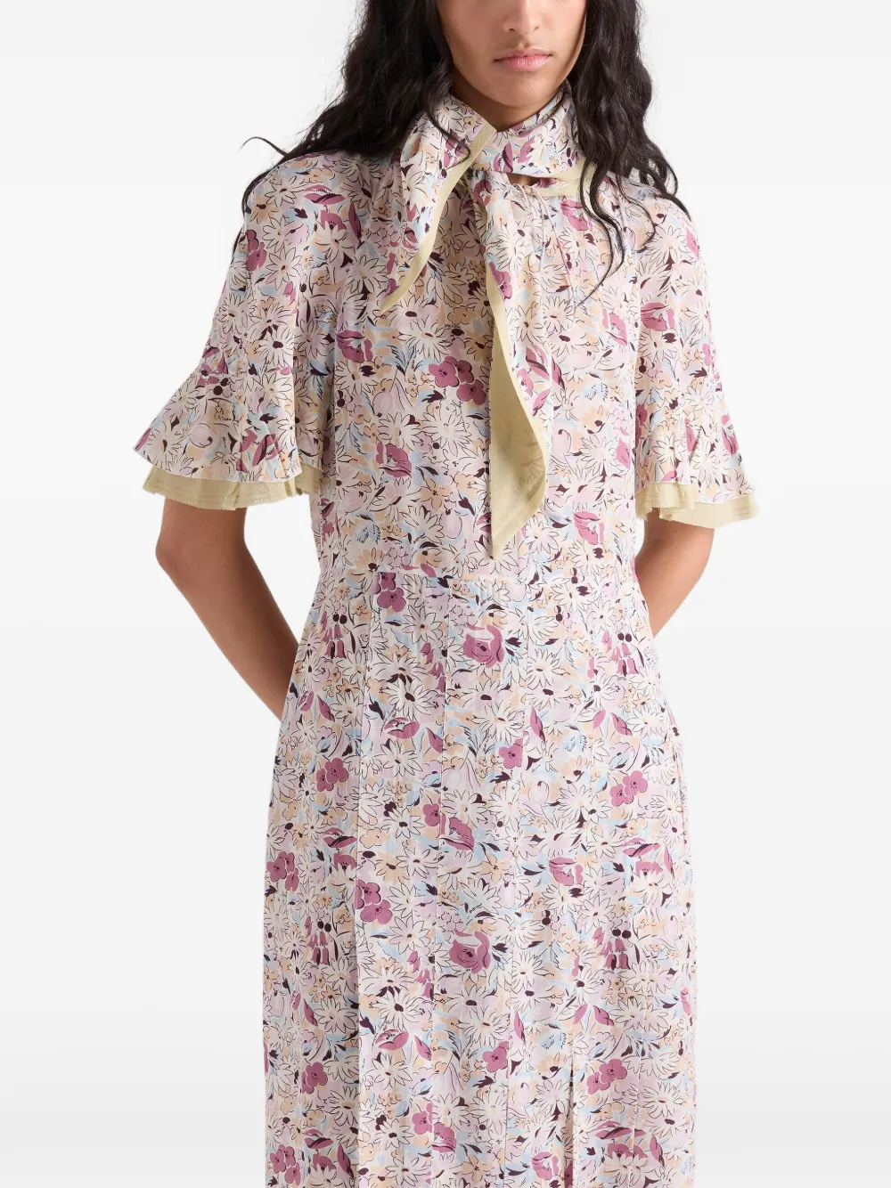Prada Jurk met bloemenprint Beige