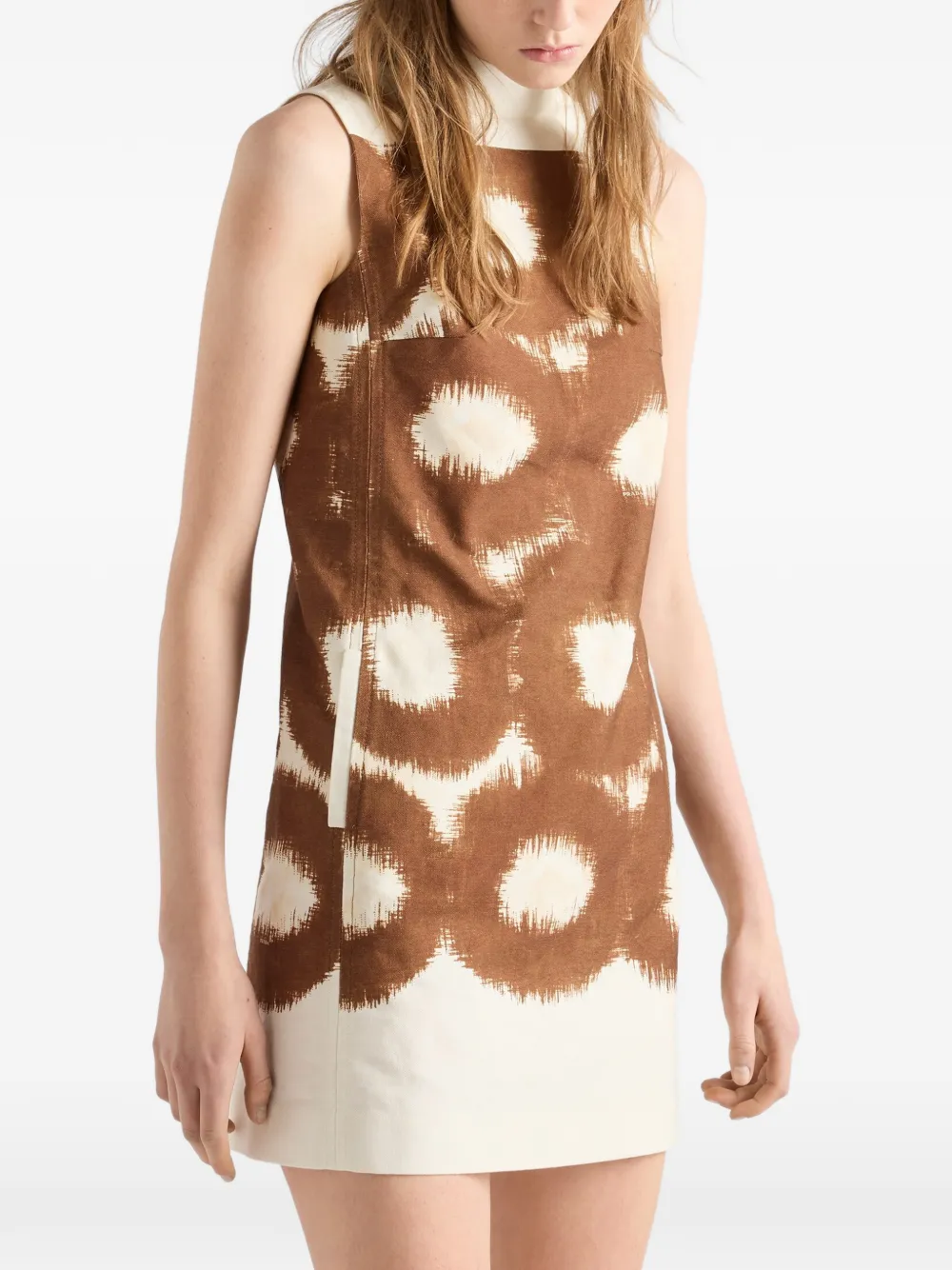 Prada Canvas mini-jurk met print Bruin