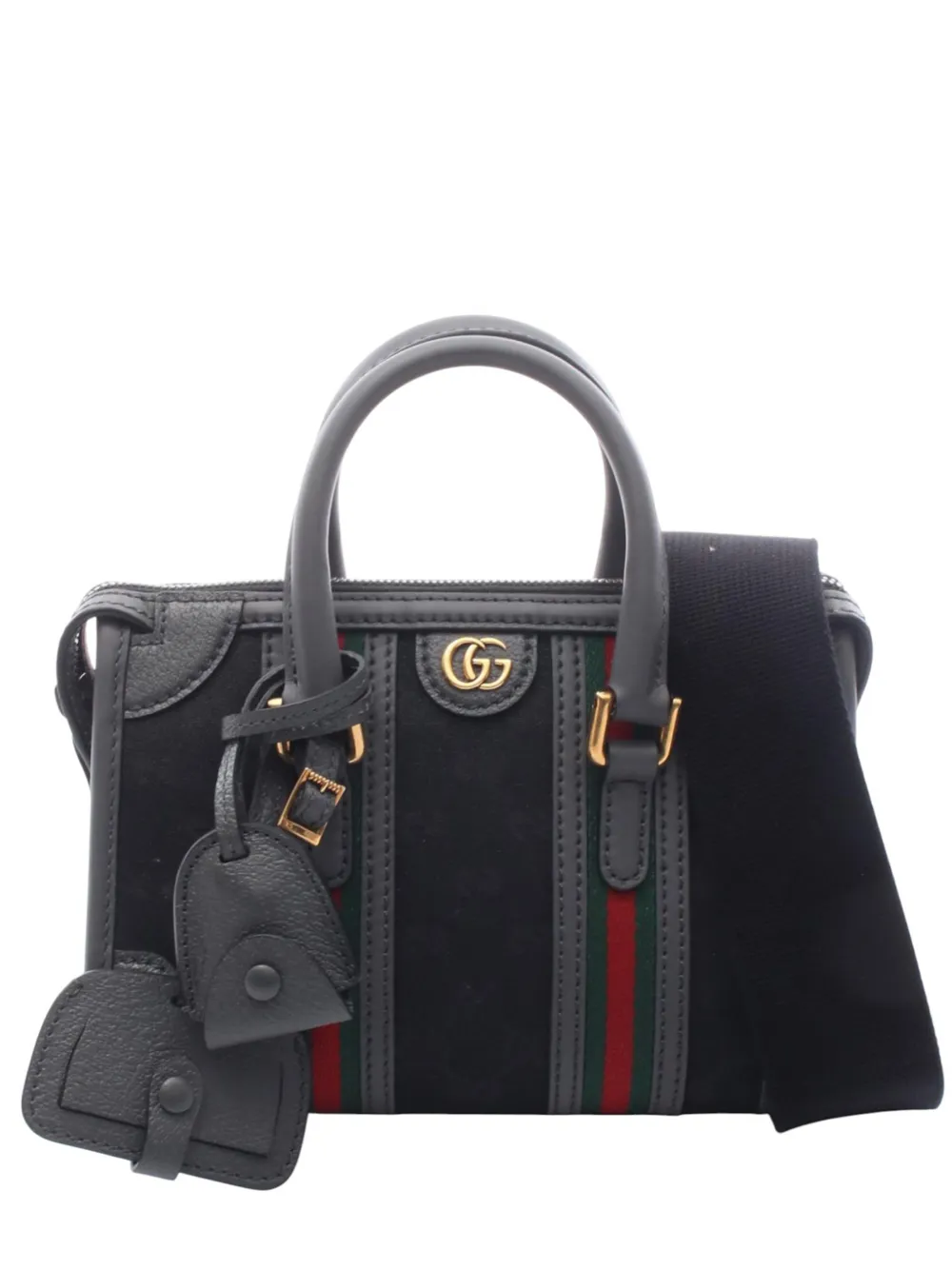 Gucci Pre-Owned 2016-2026 Mini GG Canvas Web Bauletto Top Handle Bag satchel - Nero