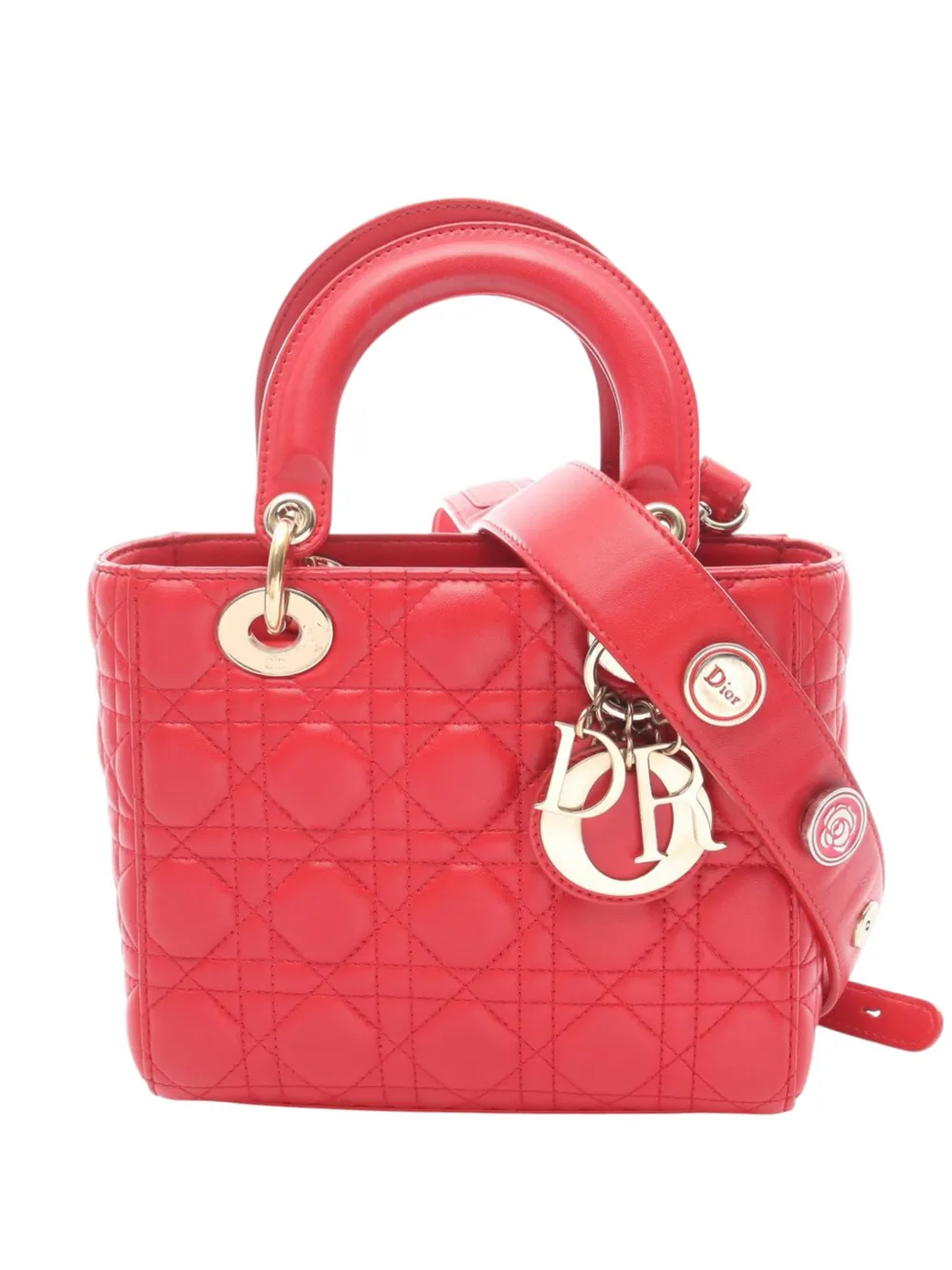 Christian Dior Pre-Owned 2010-2026 Small Lambskin Cannage My ABCDior Lady Dior satchel - Rosso