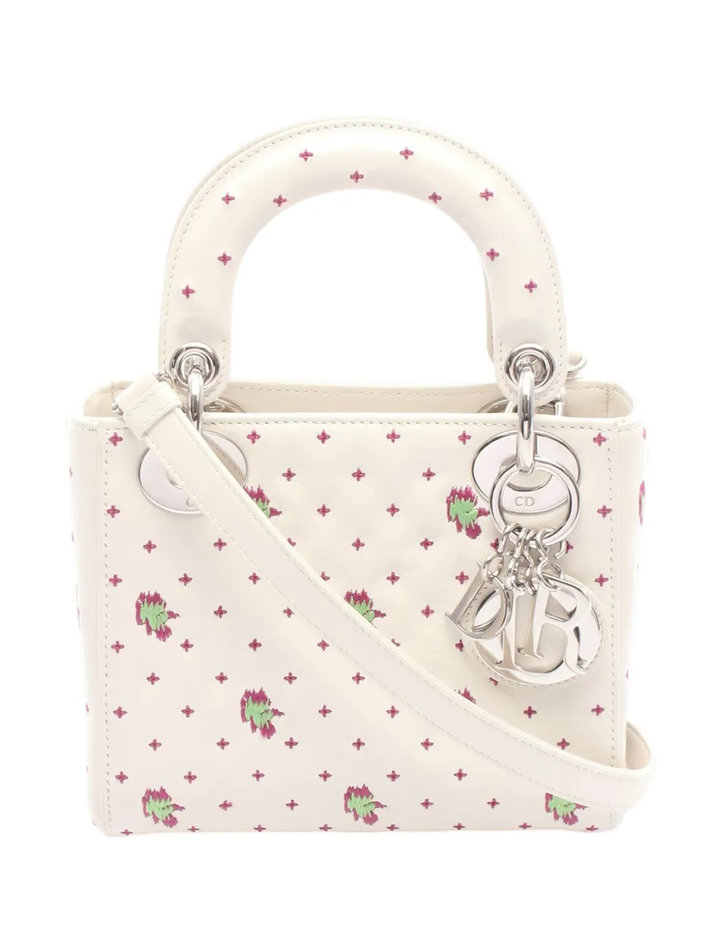 Christian Dior Pre-Owned 2010-2026 Mini Printed Lambskin Lady Dior satchel - Bianco