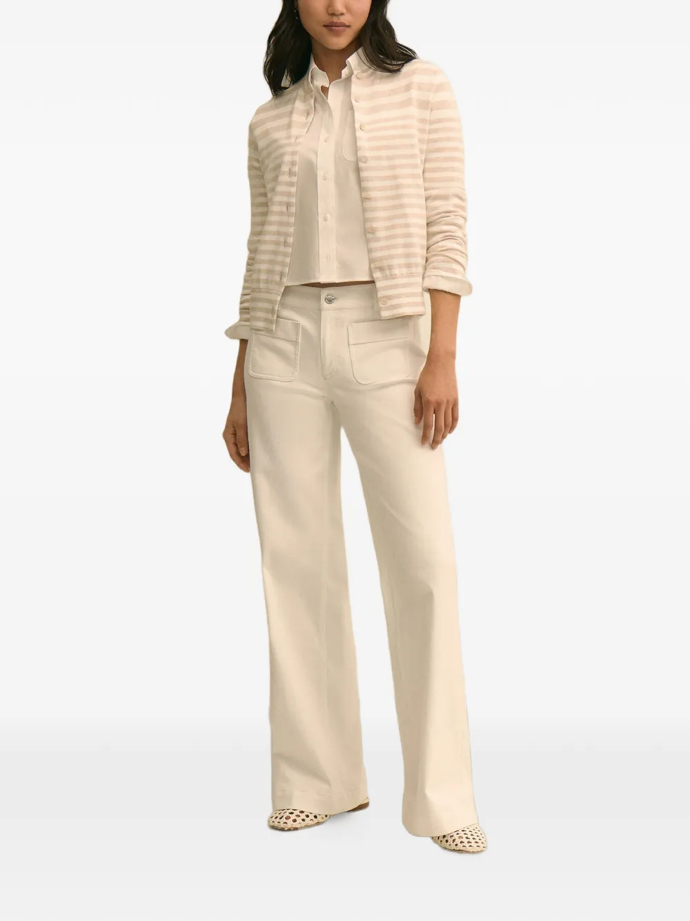 Brooks Brothers Flared jeans met opgestikte zakken Beige