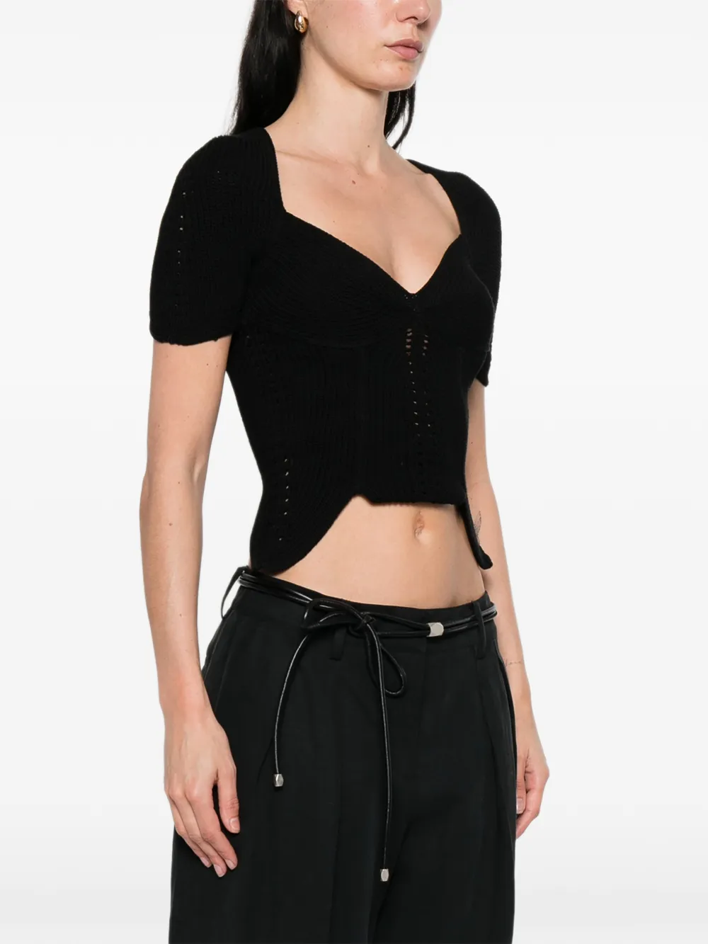 Cult Gaia Eliza top met pofmouwen Zwart