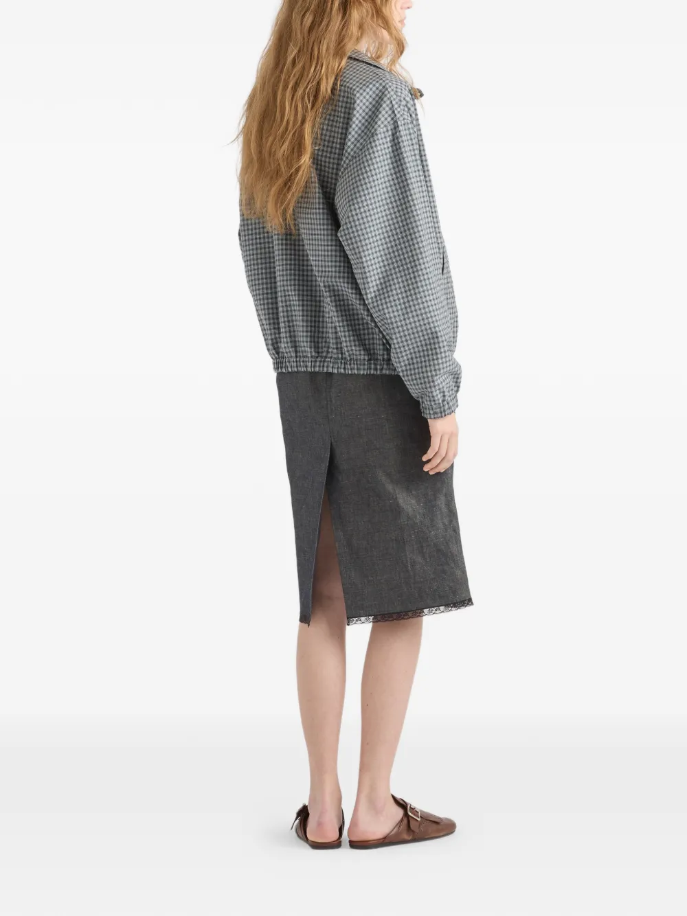 checked poplin jacket