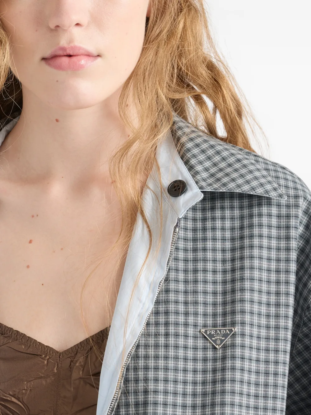 checked poplin jacket