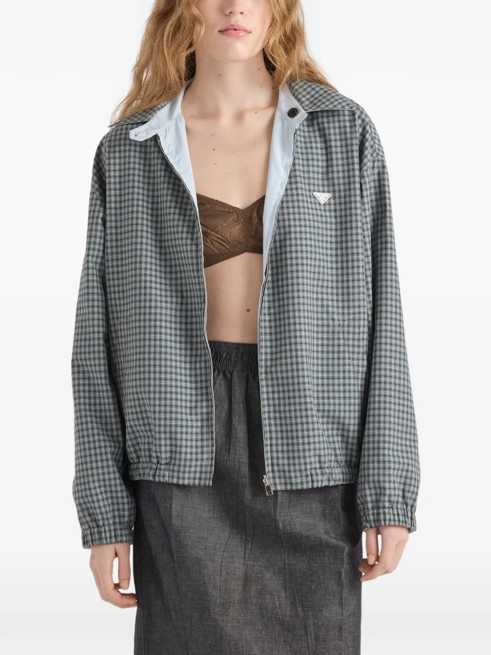 checked poplin jacket