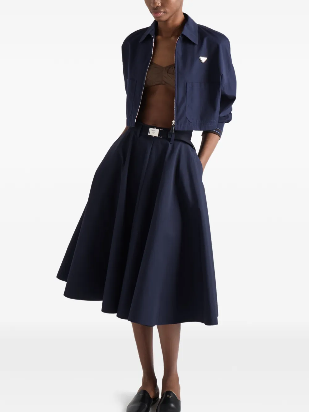 Prada Popeline midi-rok Blauw