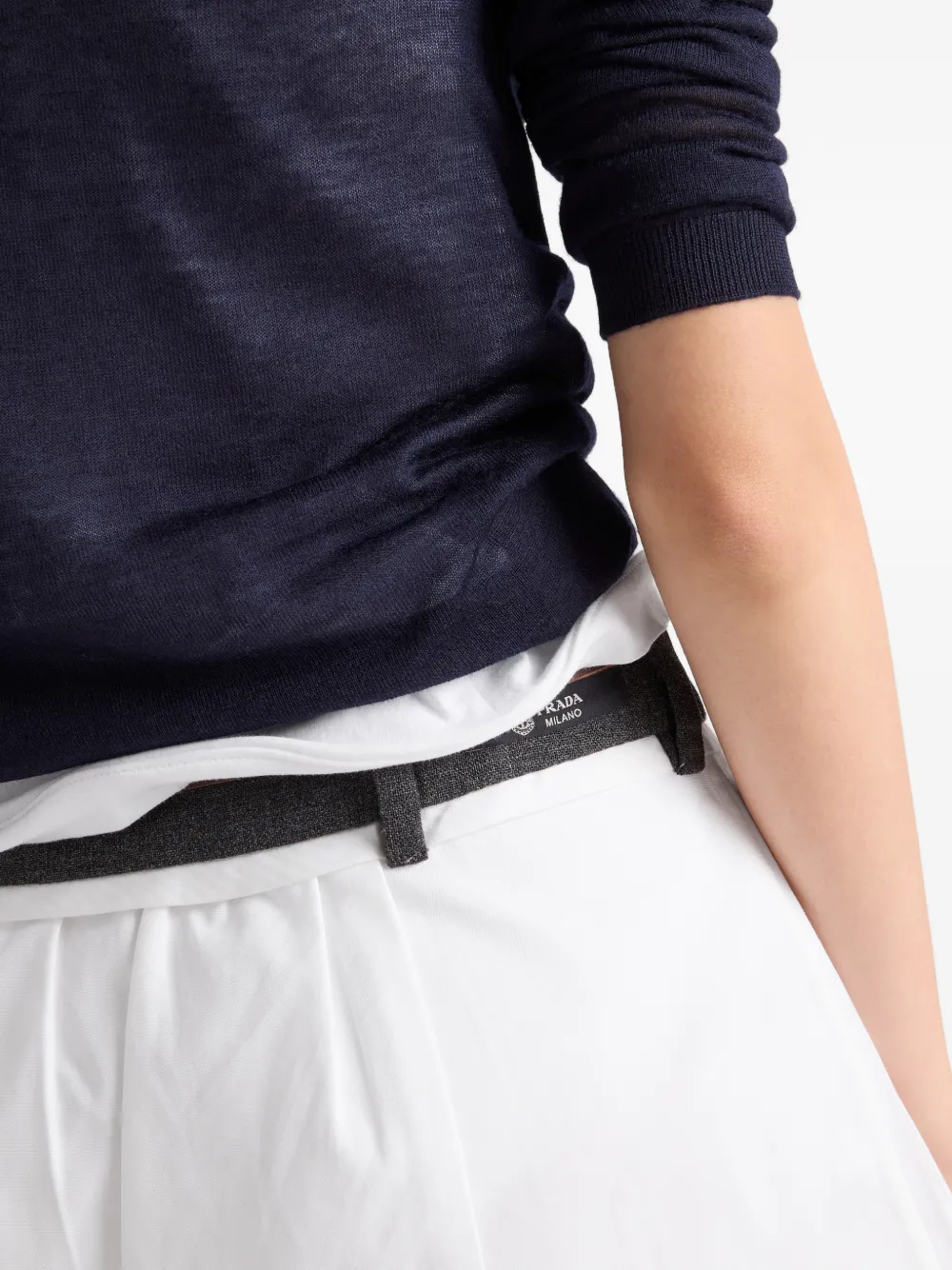 Prada Popeline en gestikte mini-rok Wit