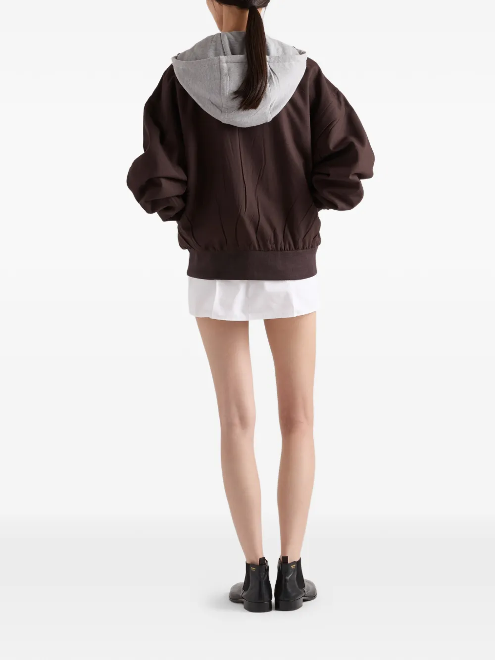 Prada Popeline en gestikte mini-rok Wit