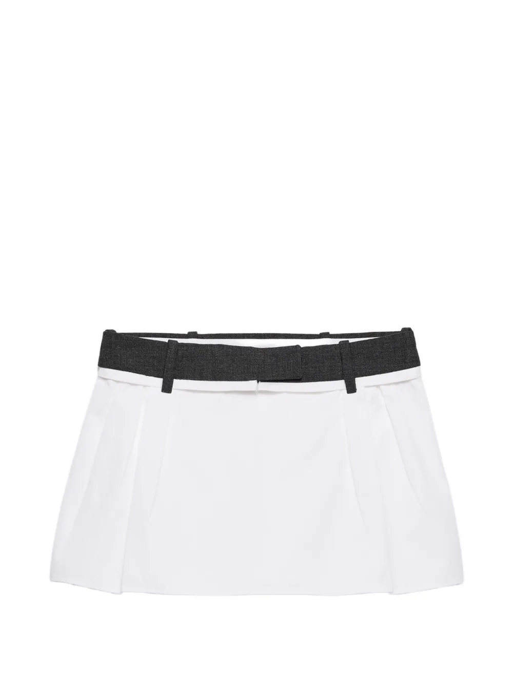 Prada poplin and rush stitch miniskirt - Bianco