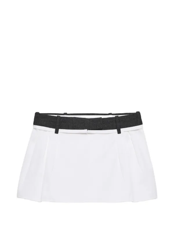 Prada Poplin and Rush Stitch Miniskirt in White